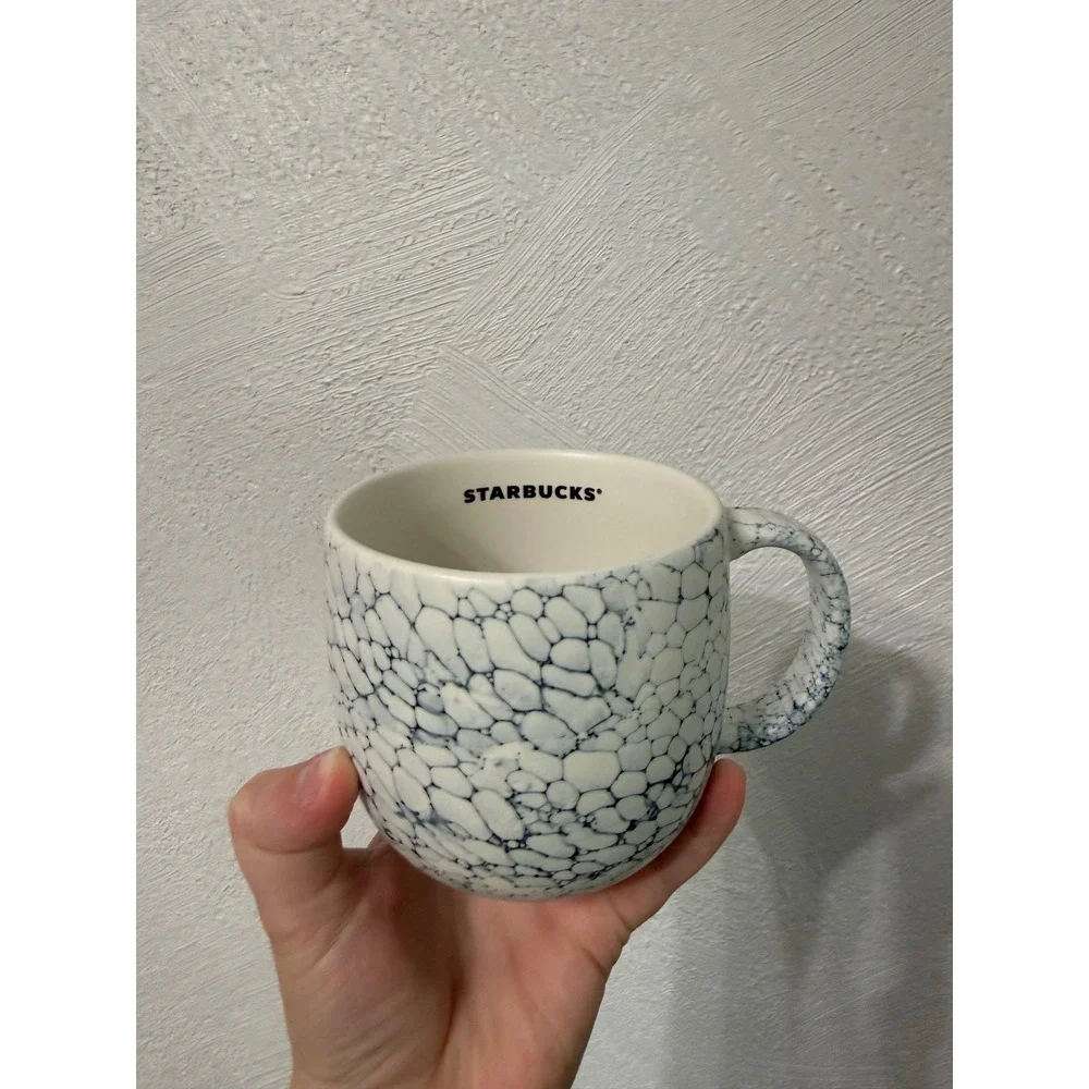 Starbucks Mamor Stone Pebble Marbled Blue White 14 oz Ceramic Coffee Mug